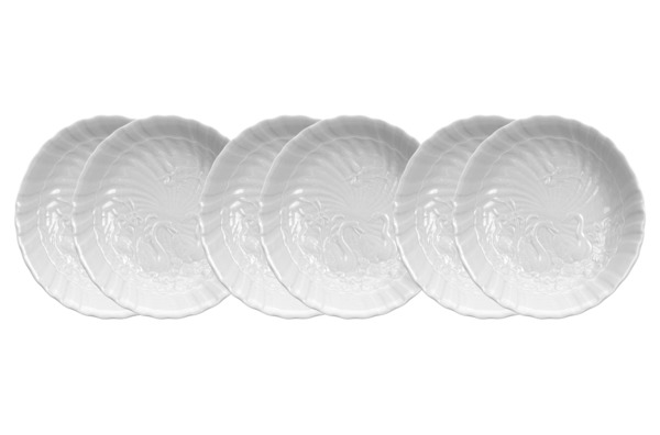 Набор из 6 салатников индивидуальных Meissen "Лебединый сервиз" (белый рельеф), 16,5см