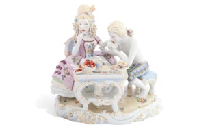 Скульптурная группа Meissen Запретный плод.Поцелуй руки  26,5см (лим.вып.,Крис Антеманн)