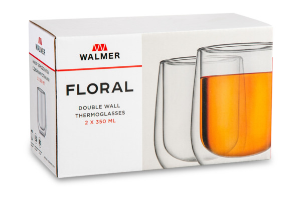 Набор термобокалов Walmer Floral 350 мл, 2 шт, стекло