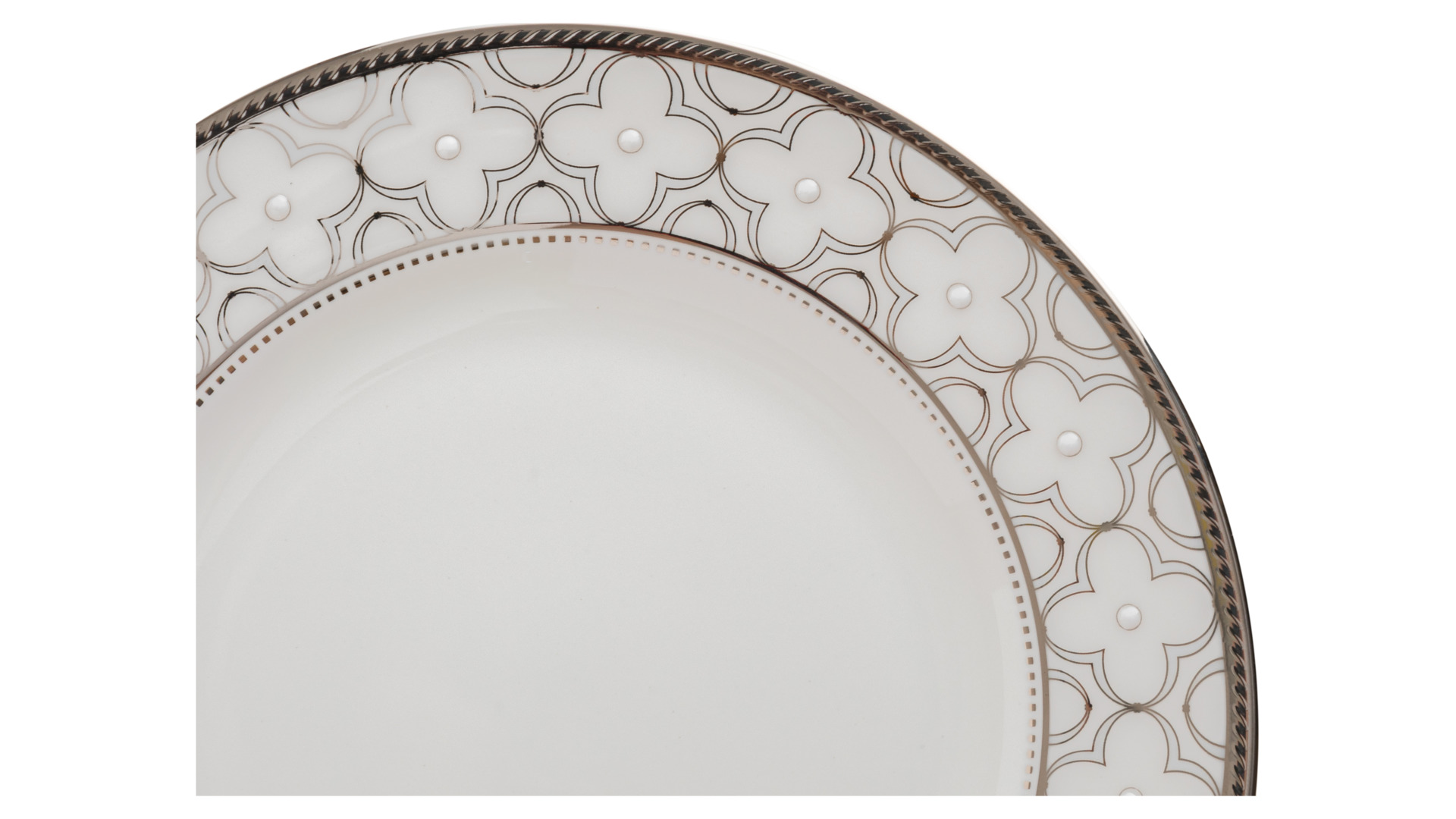 Тарелка пирожковая Noritake Трефолио, платиновый кант 16,7 см, фарфор костяной