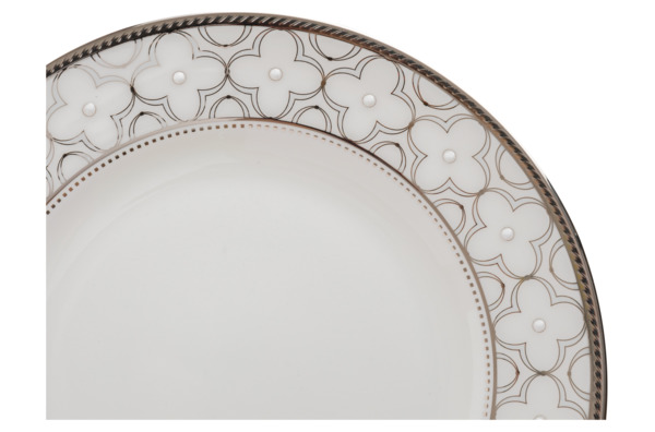 Тарелка пирожковая Noritake Трефолио, платиновый кант 16,7 см, фарфор костяной