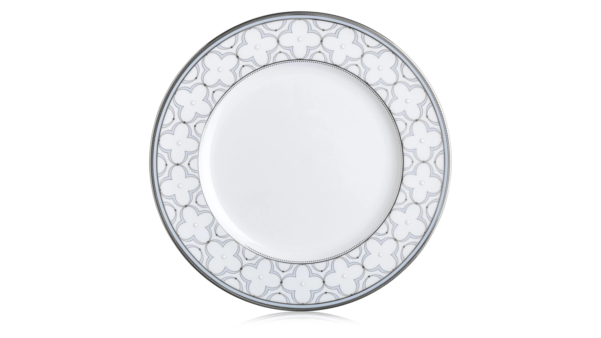Тарелка обеденная Noritake Трефолио, платиновый кант 28 см, фарфор костяной