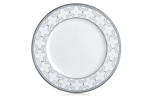 Тарелка обеденная Noritake Трефолио, платиновый кант 28 см, фарфор костяной