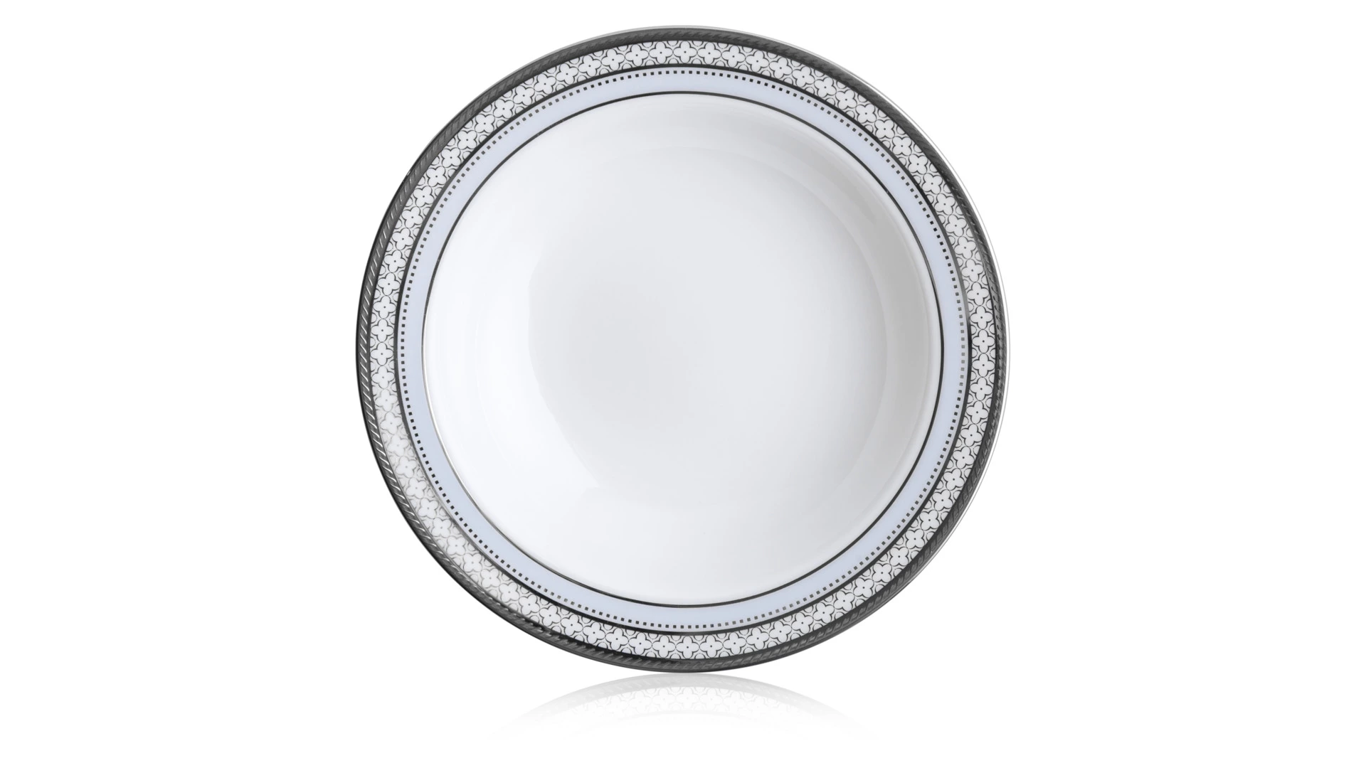 Чаша для десерта Noritake Трефолио, платиновый кант 15,7 см, фарфор костяной