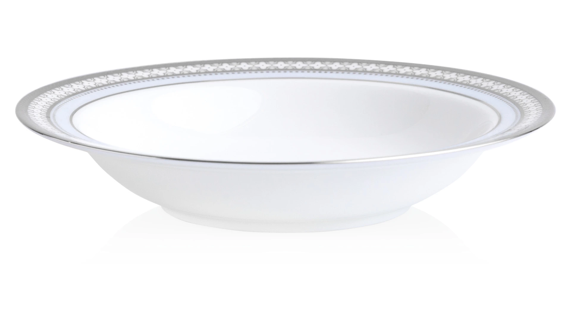 Чаша для десерта Noritake Трефолио, платиновый кант 15,7 см, фарфор костяной