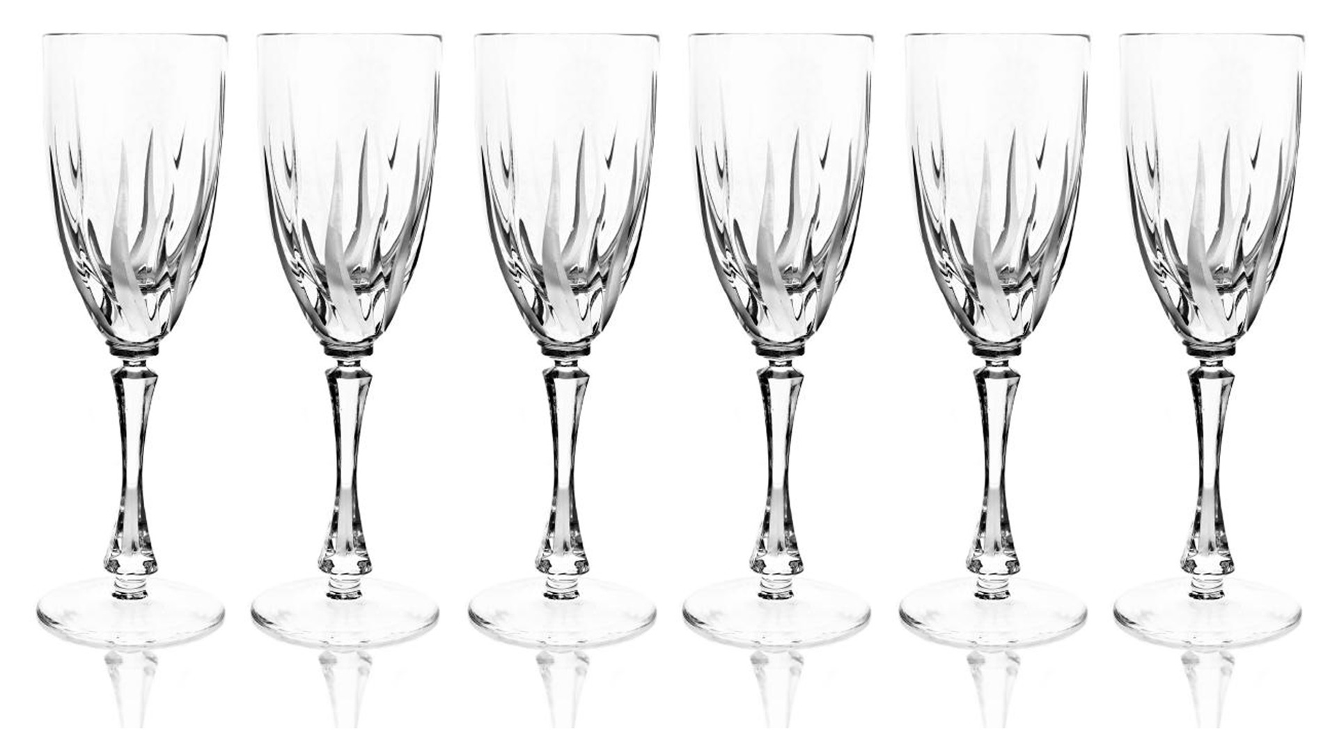 Набор бокалов для белого вина ГХЗ Пламя 210 мл, 6 шт, хрусталь