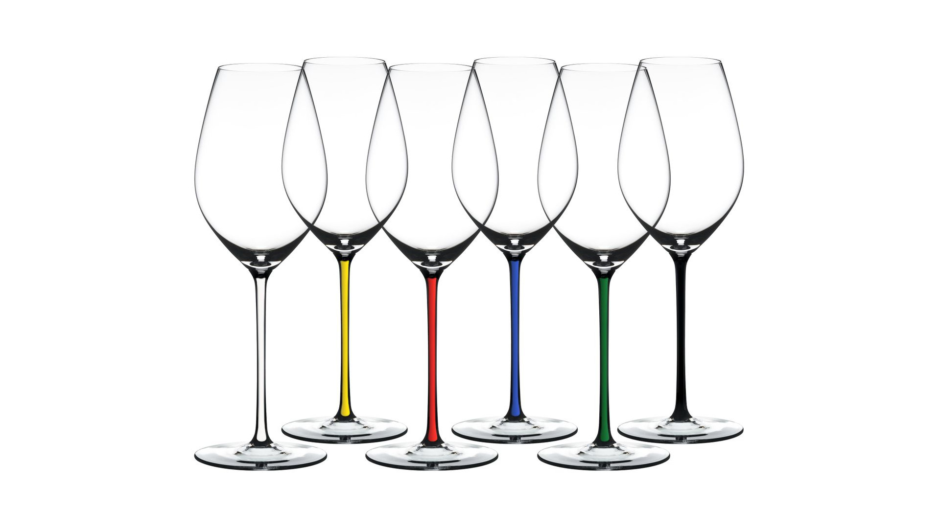 Набор фужеров Riedel Fatto a Mano Champagne Glass 445 мл с разноцветными ножками, 6 шт, стекло хруст