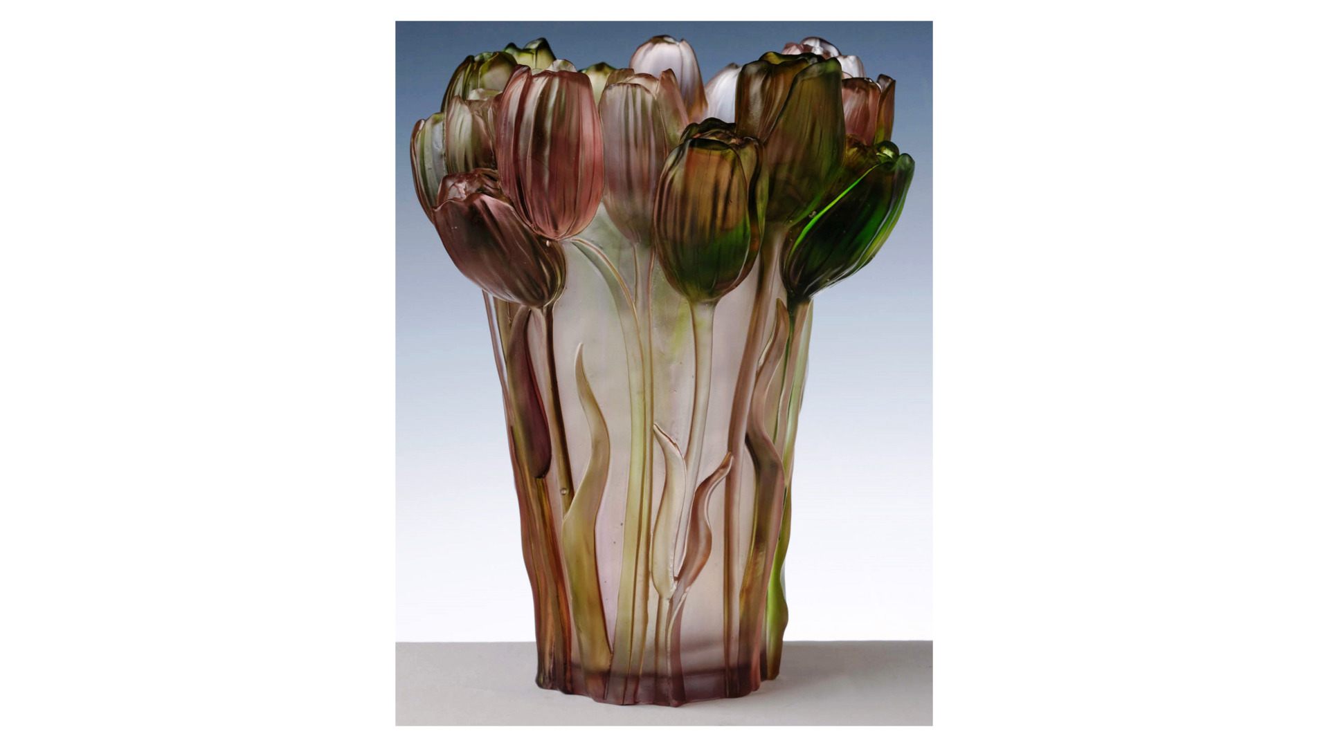Ваза Cristal de Paris Букет тюльпанов 30 см, пурпурная