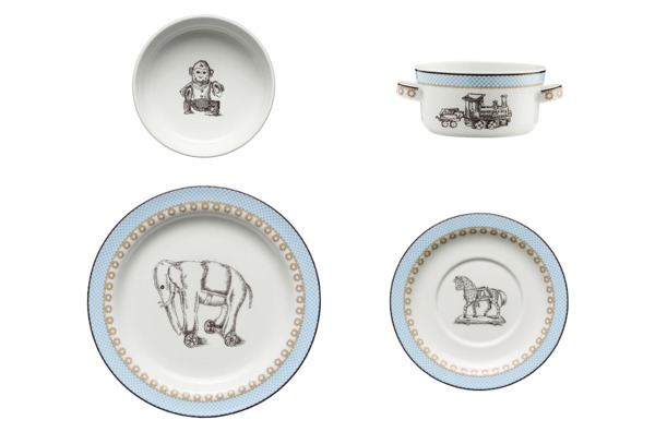 Набор детской посуды Richard Ginori (тарелка обеденная, салатник, блюдце, чашка), 4 предмета