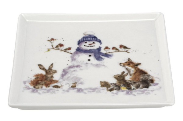 Тарелка закусочная квадратная Royal Worcester Забавная фауна Снеговик 18 см