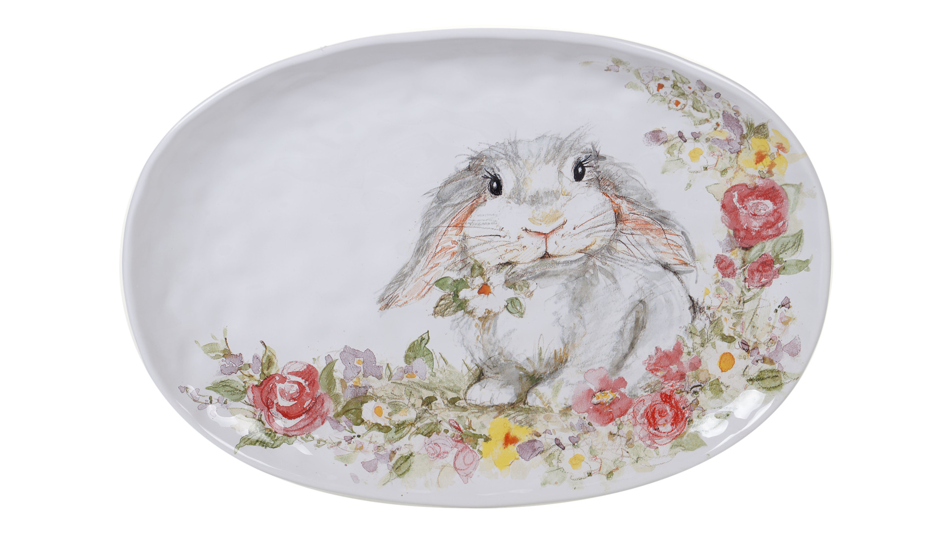 Блюдо овальное Certified Int Милый кролик 44x32 см, керамика
