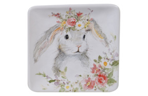 Тарелка пирожковая квадратная Certified Int Милый кролик-2 15 см, керамика