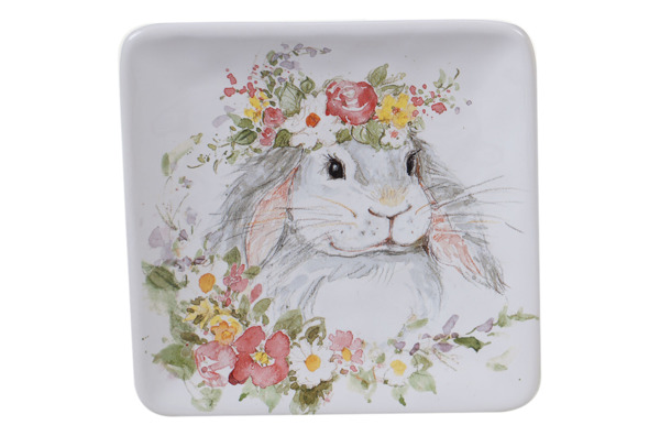 Тарелка пирожковая квадратная Certified Int. Милый кролик-3 15 см, керамика