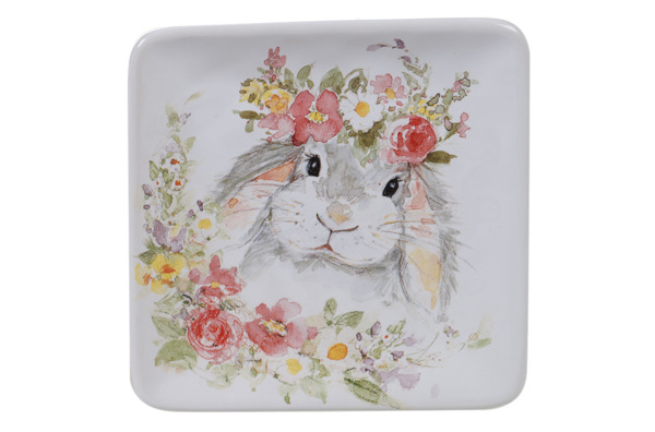 Тарелка пирожковая квадратная Certified Int. Милый кролик-4 15 см, керамика