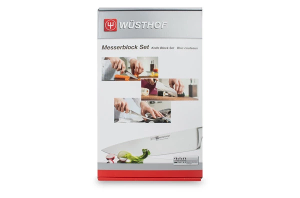 Набор кухонных ножей с мусатом и ножницами на подставке Wuesthof Gourmet, 4 шт, сталь кованая