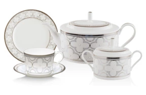 Сервиз чайный Noritake Трефолио, платиновый кант на 6 персон 20 предметов, фарфор