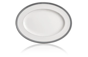 Блюдо овальное Noritake Богарт платиновый 37 см, фарфор костяной