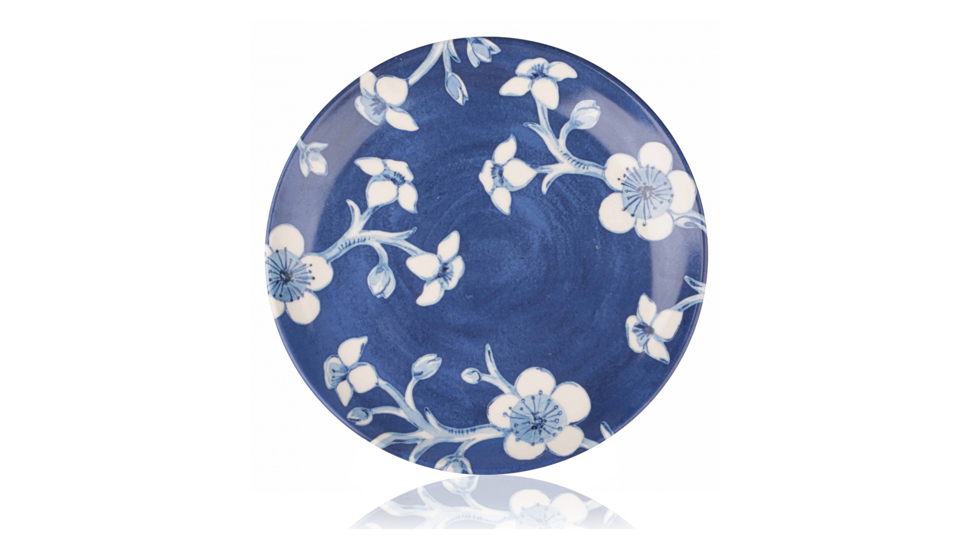 Тарелка закусочная Дулевский фарфоровый завод Синие цветы 21 см, керамика