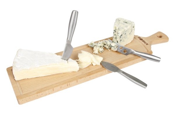 Набор для сыра Boska Амиго, доска 44,5х11 см из бука и 3 мини-ножа из стали