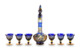 Набор графин с пробкой и рюмками ГХЗ Фатима 7 предметов, хрусталь, янтарно-синий
