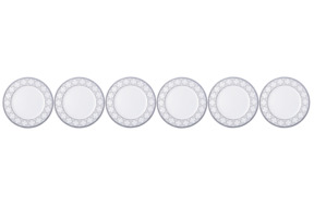 Набор из 6 тарелок пирожковых Noritake Трефолио, платиновый кант 16,7 см