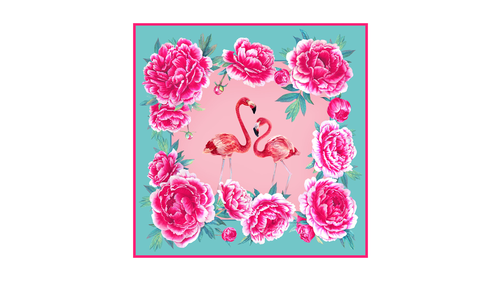 сувенирный МД Нины Ручкиной платок Фламинго 90х90 см, шелк