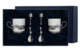 Набор кофейный в футляре АргентА Серебро и Фарфор Виноград 192,6 г, 4 предмета, серебро 925