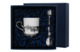 Чашка чайная с ложкой в футляре Аргента серебро 925 и Фарфор Виноград 113,3 г, серебро 925