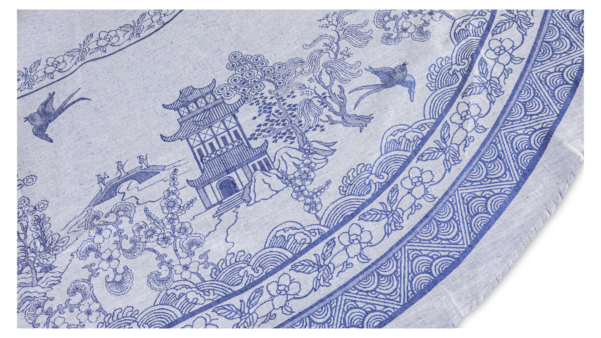 Скатерть прямоугольная Яковлевский Жаккард Китайская 178х250см синяя, хлопок