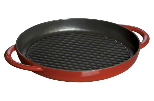 Сковорода для гриля с двумя ручками Staub 26 см, вишневая, чугун, для индукции, духовки