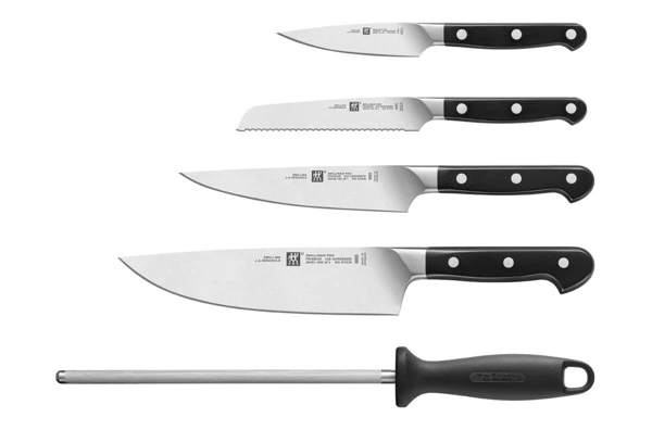 Набор ножей в подставке Zwilling Pro, 4 ножа и мусат, 6 предметов, сталь нержавеющая