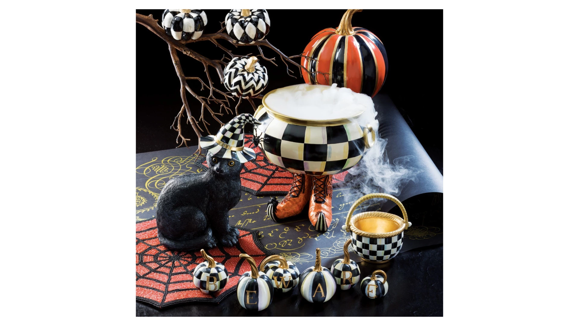 Фигурка MacKenzie-Childs Courtly Check Black Cat, полирезина