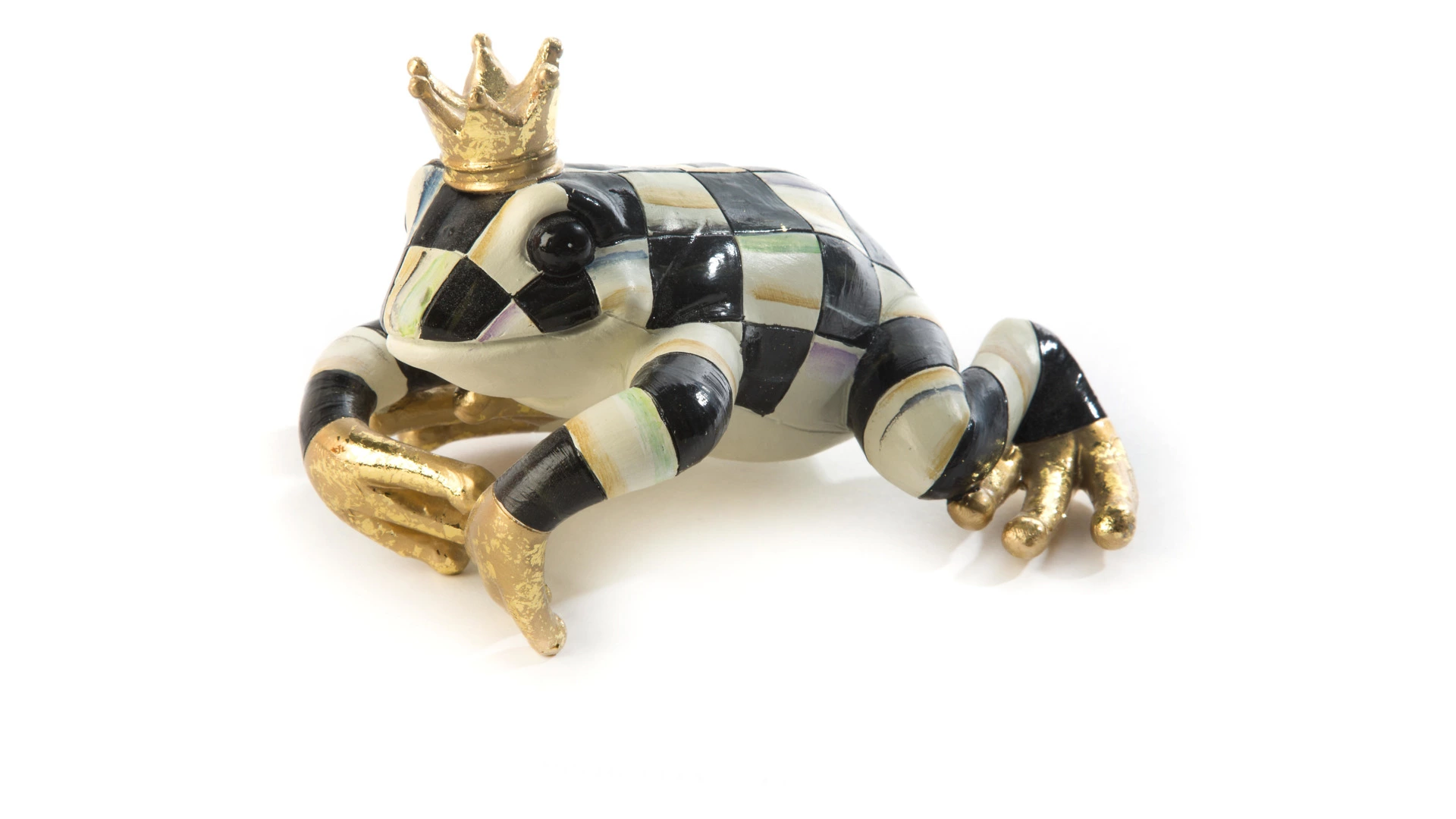 Украшение для кашпо MacKenzie-Childs Courtly Check  Лягушка 6х13 см, полирезина