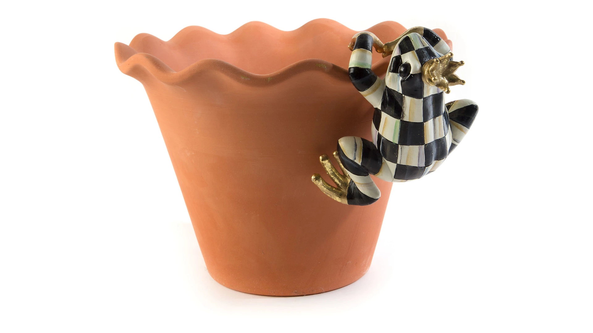 Украшение для кашпо MacKenzie-Childs Courtly Check  Лягушка 6х13 см, полирезина