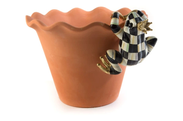 Украшение для кашпо MacKenzie-Childs Courtly Check  Лягушка 6х13 см, полирезина