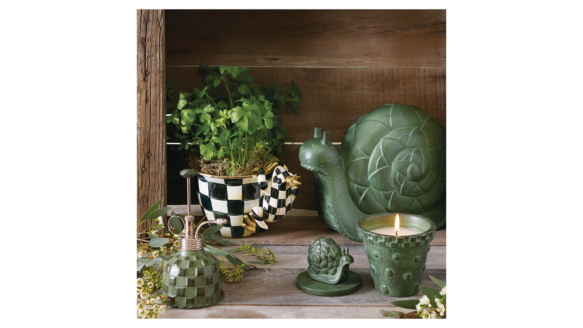 Украшение для кашпо MacKenzie-Childs Courtly Check  Лягушка 6х13 см, полирезина