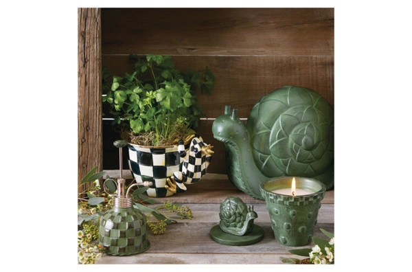 Украшение для кашпо MacKenzie-Childs Courtly Check  Лягушка 6х13 см, полирезина