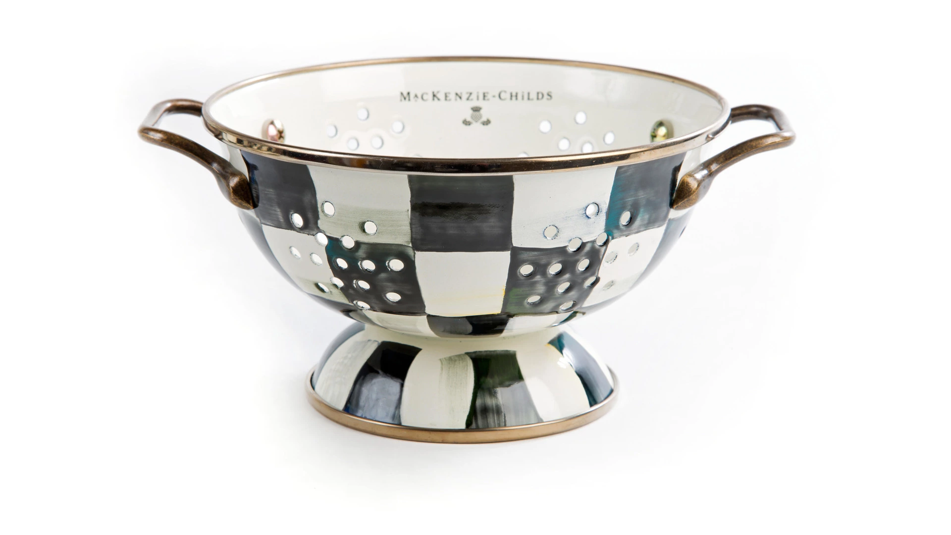 Дуршлаг MacKenzie-Childs Courtly Check 16x9 см, сталь нержавеющая, черный