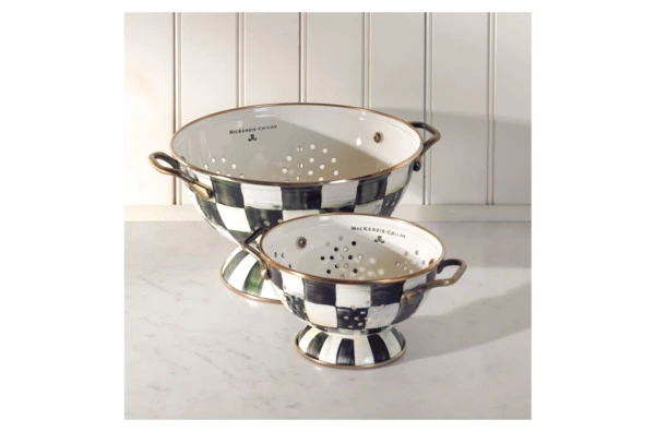 Дуршлаг MacKenzie-Childs Courtly Check 16x9 см, сталь нержавеющая, черный