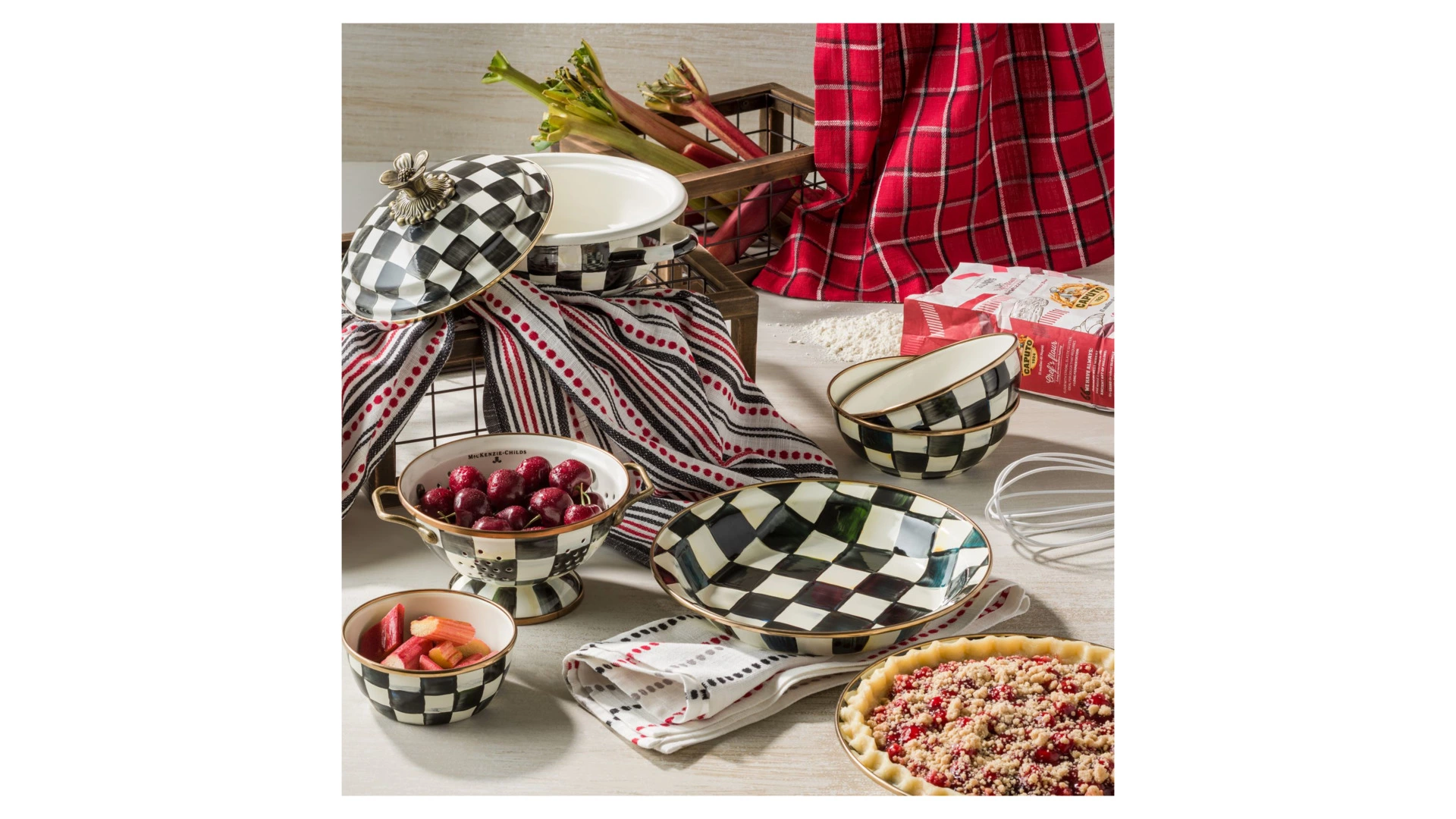 Дуршлаг MacKenzie-Childs Courtly Check 16x9 см, сталь нержавеющая, черный