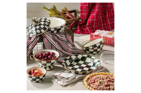 Дуршлаг MacKenzie-Childs Courtly Check 16x9 см, сталь нержавеющая, черный