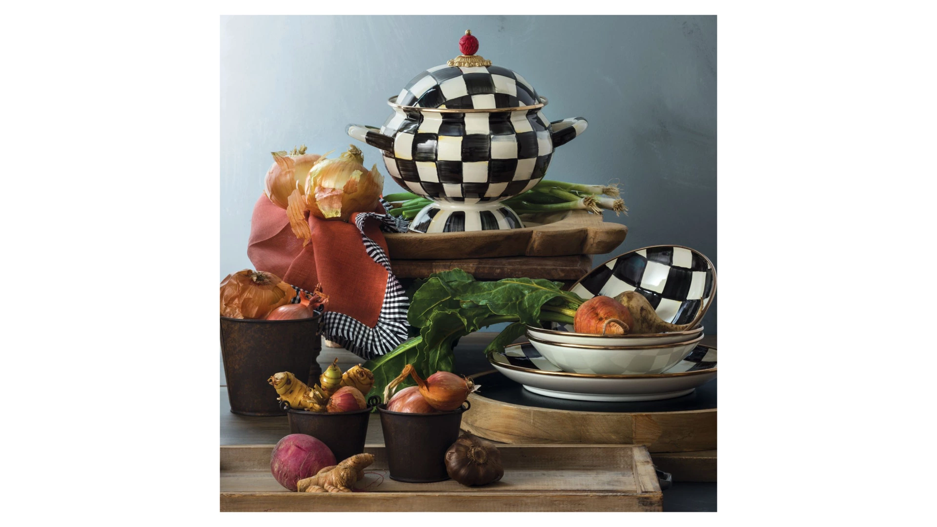 Супница MacKenzie-Childs Сourtly Сheck 3 л, сталь нержавеющая