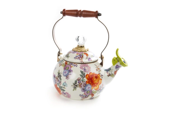 Чайник со свистком Mackenzie-Childs Flower Market 2 л, сталь нержавеющая, белый