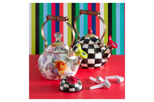 Чайник со свистком Mackenzie-Childs Flower Market 2 л, сталь нержавеющая, белый