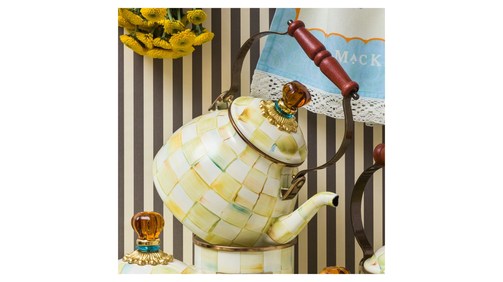 Чайник Mackenzie-Childs Parchment Check 3 л, сталь нержавеющая