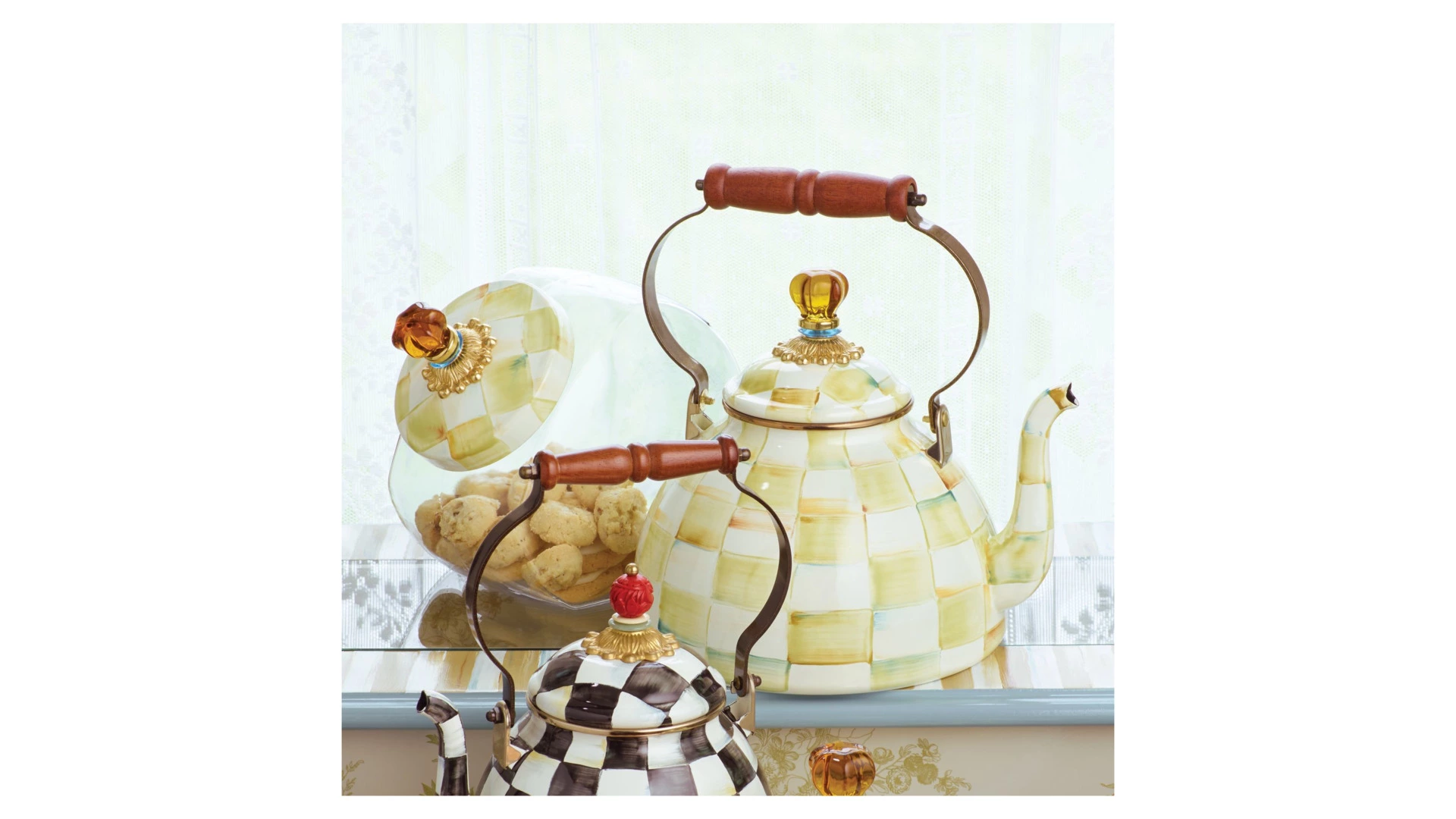 Чайник Mackenzie-Childs Parchment Check 3 л, сталь нержавеющая