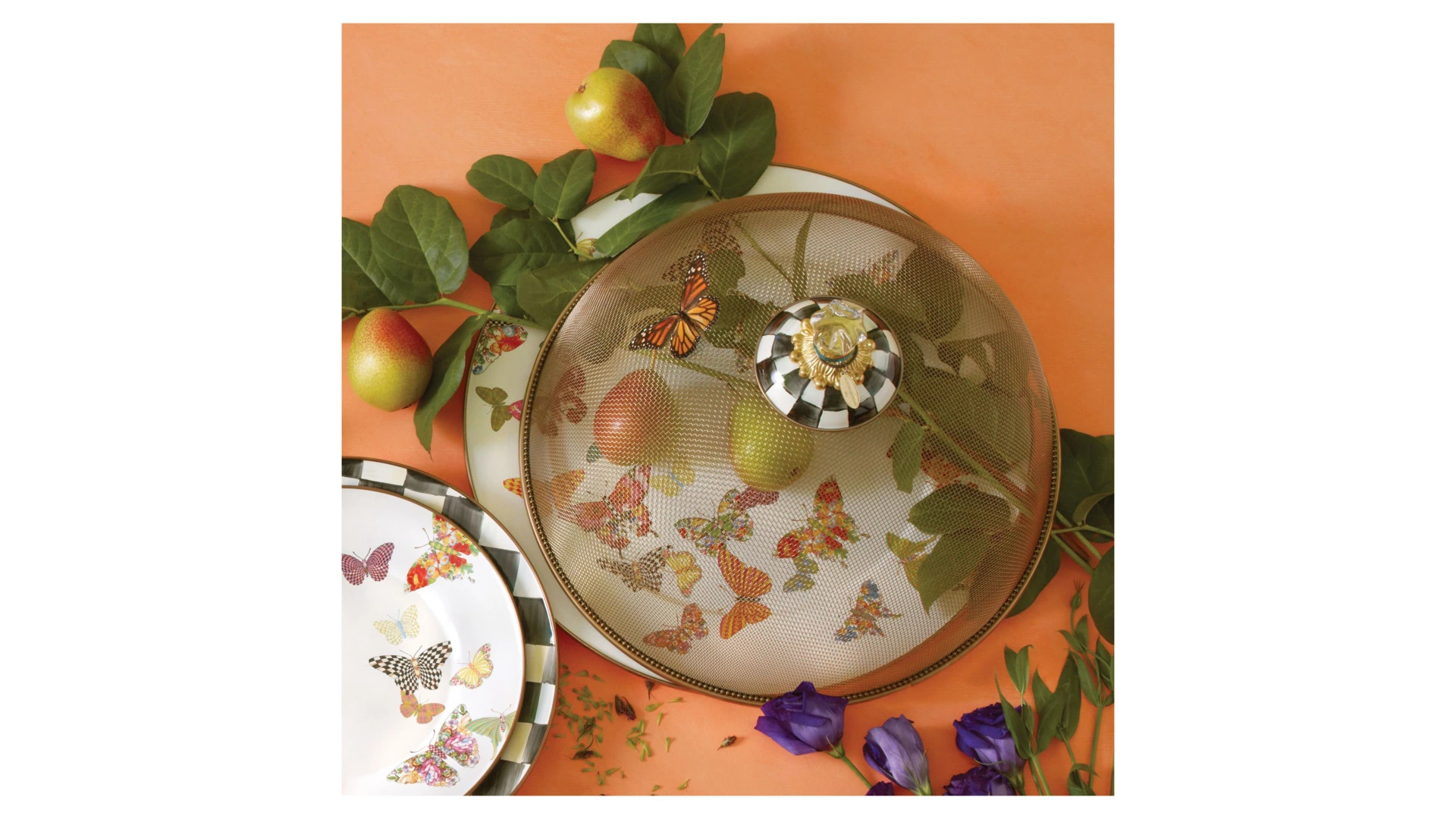 Купол для блюд Mackenzie-Childs Countly Check Сетка 38x27 см, сталь нержавеющая