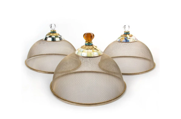 Купол для блюд MacKenzie-Childs Courtly Check 27x18 см, сталь нержавеющая