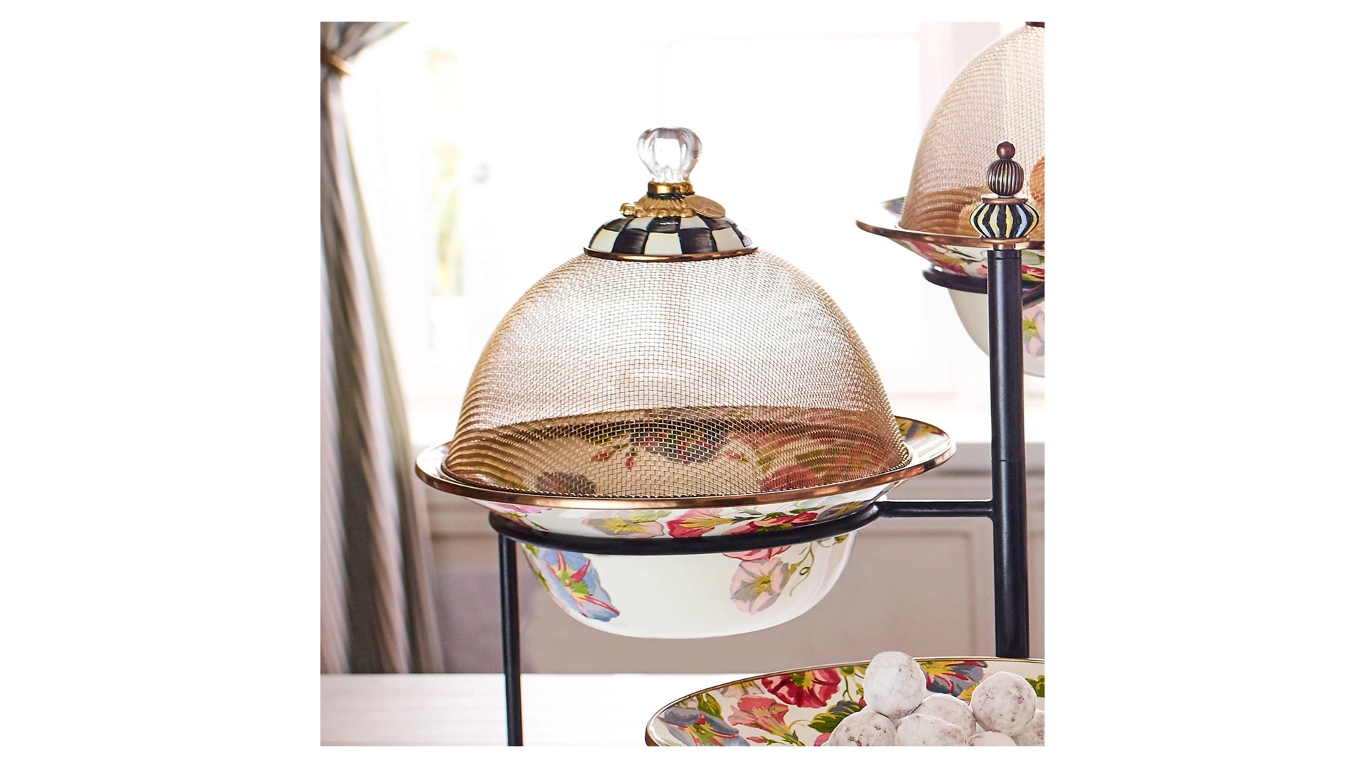 Купол для блюд MacKenzie-Childs Courtly Check 27x18 см, сталь нержавеющая