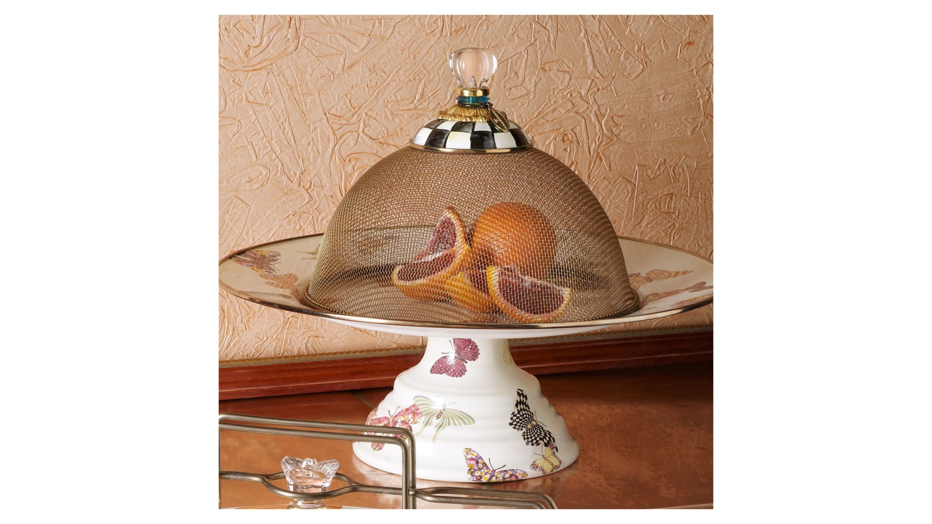 Купол для блюд MacKenzie-Childs Courtly Check 27x18 см, сталь нержавеющая